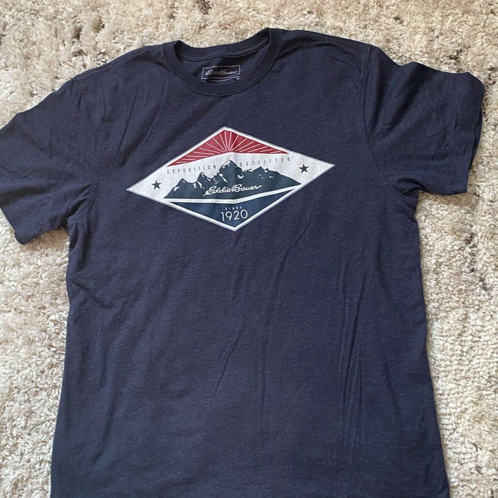 Eddie Bauer Blue Short Sleeve Tee with Graphic Design